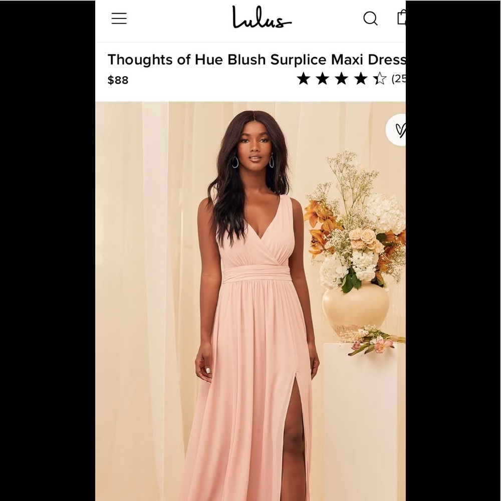 Lulus small maxi dress bridesmaid dress in blush.   Worn once